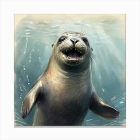 Seal In The Water 2 Canvas Print