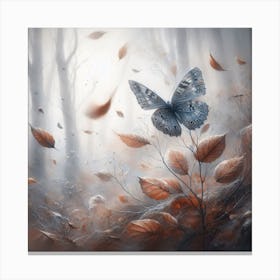 Butterfly in Autumn Leaves II Canvas Print