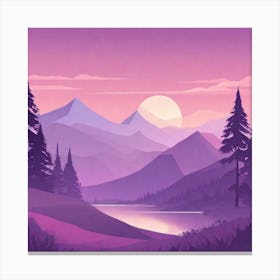 Misty mountains background in purple tone 89 Canvas Print