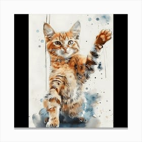 Watercolor Of A Cat Canvas Print