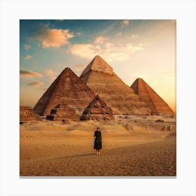 Giza Pyramids At Sunset Canvas Print