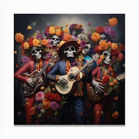 Day Of The Dead Party Musicians 1 Canvas Print