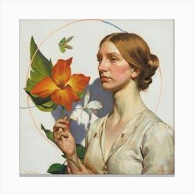 Woman Holding A Flower Canvas Print