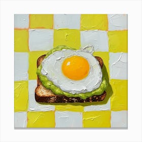 Avocado Egg On Toast Yellow Checkerboard 1 Canvas Print