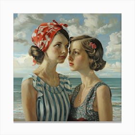 Sisters By the Sea Canvas Print