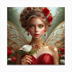 Fairy In Red Dress Canvas Print