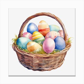 Easter Eggs In A Basket Canvas Print