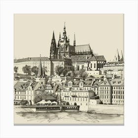 A Prague Castle In Prague Hand Drawn Sketch Illu 1720028371 2 Canvas Print