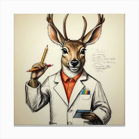 Deer In Lab Coat 8 Canvas Print