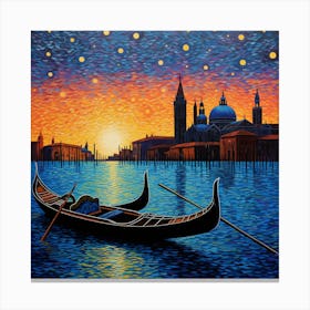 Venice At Sunset By Person Canvas Print