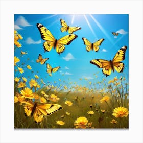 Butterflies In The Meadow 4 Canvas Print