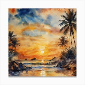 Sunset At The Beach 1 Canvas Print