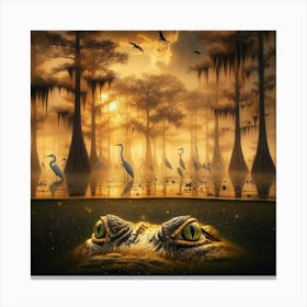 Alligator In The Swamp Canvas Print