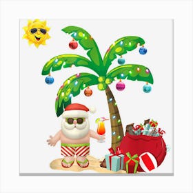 July Christmas Palm Tree Mid Year Santa Claus Beach Classic Canvas Print