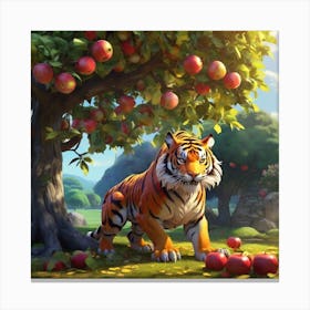 Tiger In The Apple Tree 1 Canvas Print