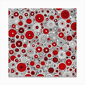 A Vibrant Retro Futuristic Seamless Pattern Featuring Atoms Red And Black And White, flat art, 207 Canvas Print