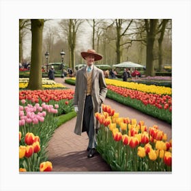 Keukenhof Gardens Netherlands Vintage Botanical 3 Canvas Print