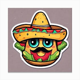 Cartoon Mexican Sticker Canvas Print