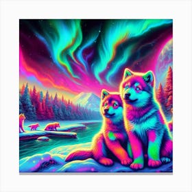 Psychedelic Wolf Family 2 Canvas Print