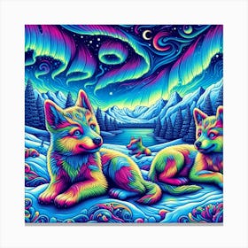 Psychedelic Wolf Family 6 Canvas Print