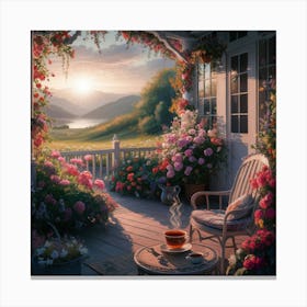 Sunrise Serenity Morning Blossoms On The Porch Canvas Print