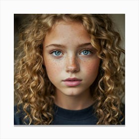 Portrait Of A Girl With Freckles 1 Canvas Print