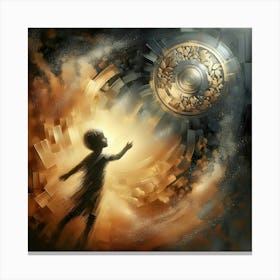 Child Reaching For A Clock Canvas Print