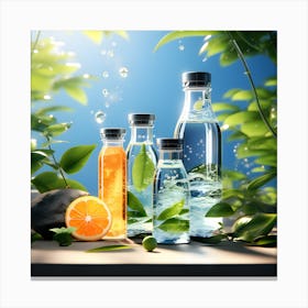 Water Bottles And Orange Slices Canvas Print