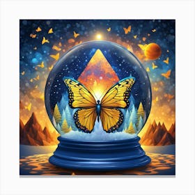 Snow Globe With Butterfly Canvas Print