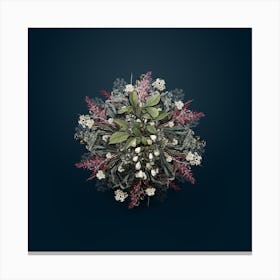Vintage Mountain Silverbell Flower Wreath on Teal Blue n.2237 Canvas Print