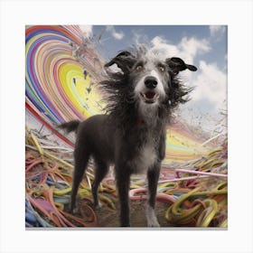 Dog In A Rainbow Canvas Print