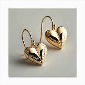 Gold Heart Earrings Canvas Print