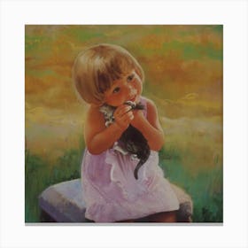 Little Girl With Cat 1 Canvas Print