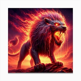 Lion In Flames 1 Canvas Print