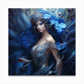 Blue Peacock 1 Canvas Print