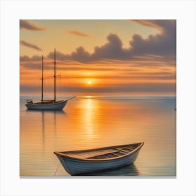 Sailboats At Sunset Canvas Print