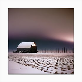 Barn In The Snow Canvas Print