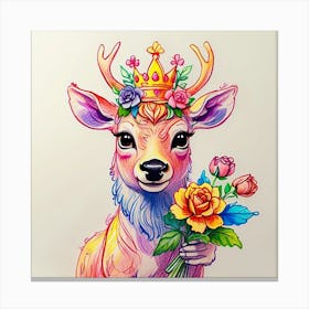 Deer With Crown 1 Canvas Print