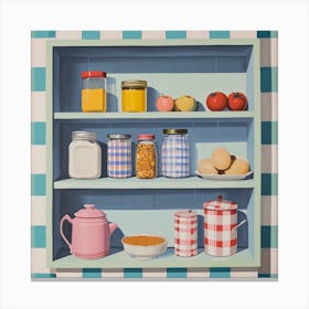 Vintage Pastel Kitchen Shelves 1 Canvas Print