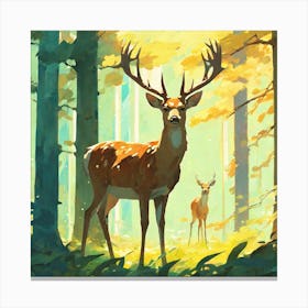 Deer In The Forest 76 Canvas Print