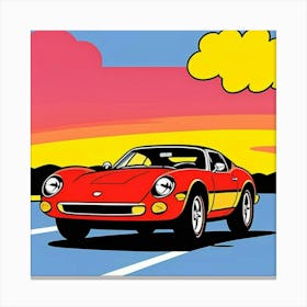 Vibrant Retro Drive Comic Illustration Canvas Print