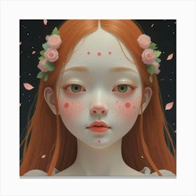 Girl With Flowers Canvas Print