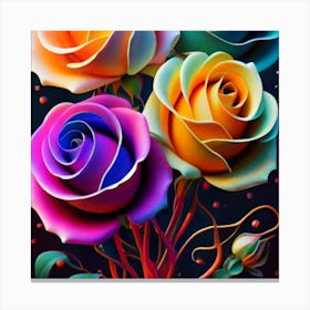 Abstract Painting Magical Organic Roses 5 Canvas Print