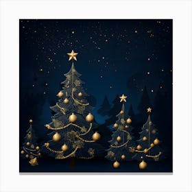 Christmas Trees In The Night Canvas Print