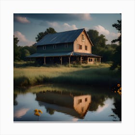 Barn In A Field 1 Canvas Print