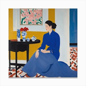 Woman In Blue 15 Canvas Print