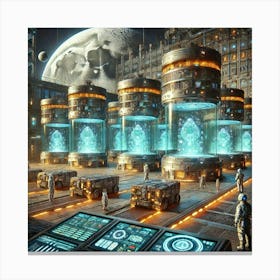 A Futuristic Science Fiction Scene Depicting Advan Canvas Print