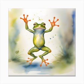 Frog Jumping Canvas Print