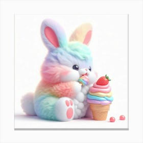 Bunny Eating Ice Cream Canvas Print