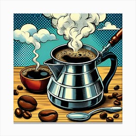 Steaming Pot Of Coffee, Pop Art 3 Canvas Print